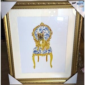 The Spring Shop French Bulldog Gold Ornate Frame Wall Art 16.1x19.1 HL9200465
